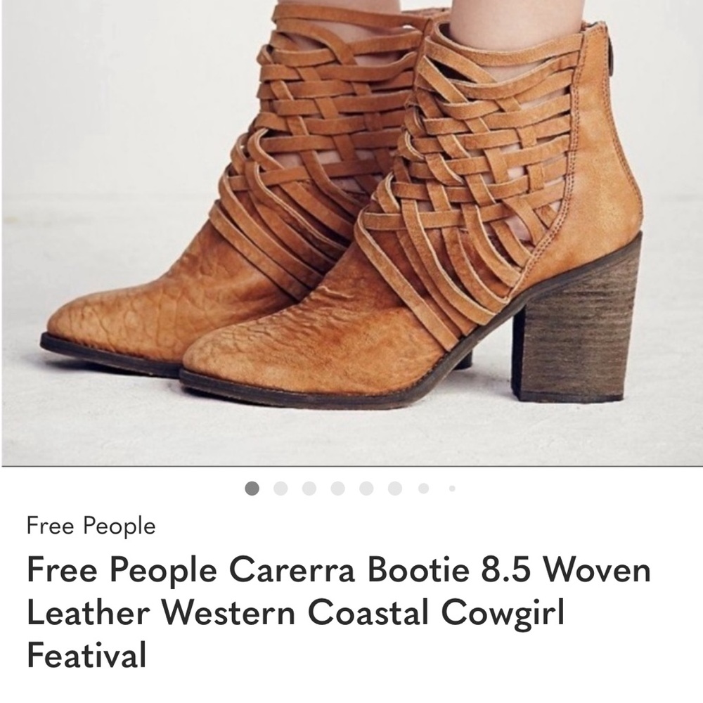 Free People Woven Tan Leather Ankle Booties
